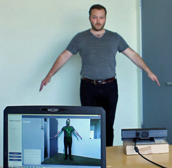 You begin creating your personal 3D avatar by posing in front of the Kinect for Windows v2 sensor.