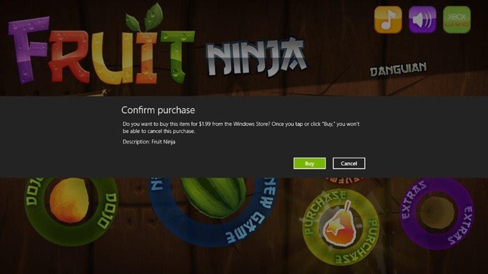 Fruit Ninja 試用版の画面