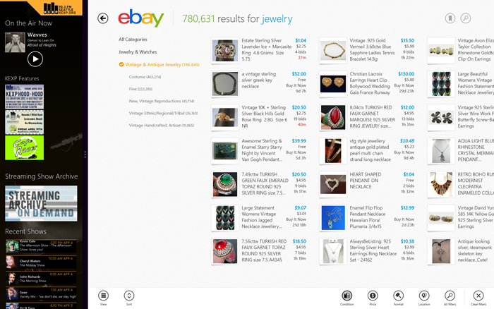 KEXP Artist Discovery アプリと eBay アプリ