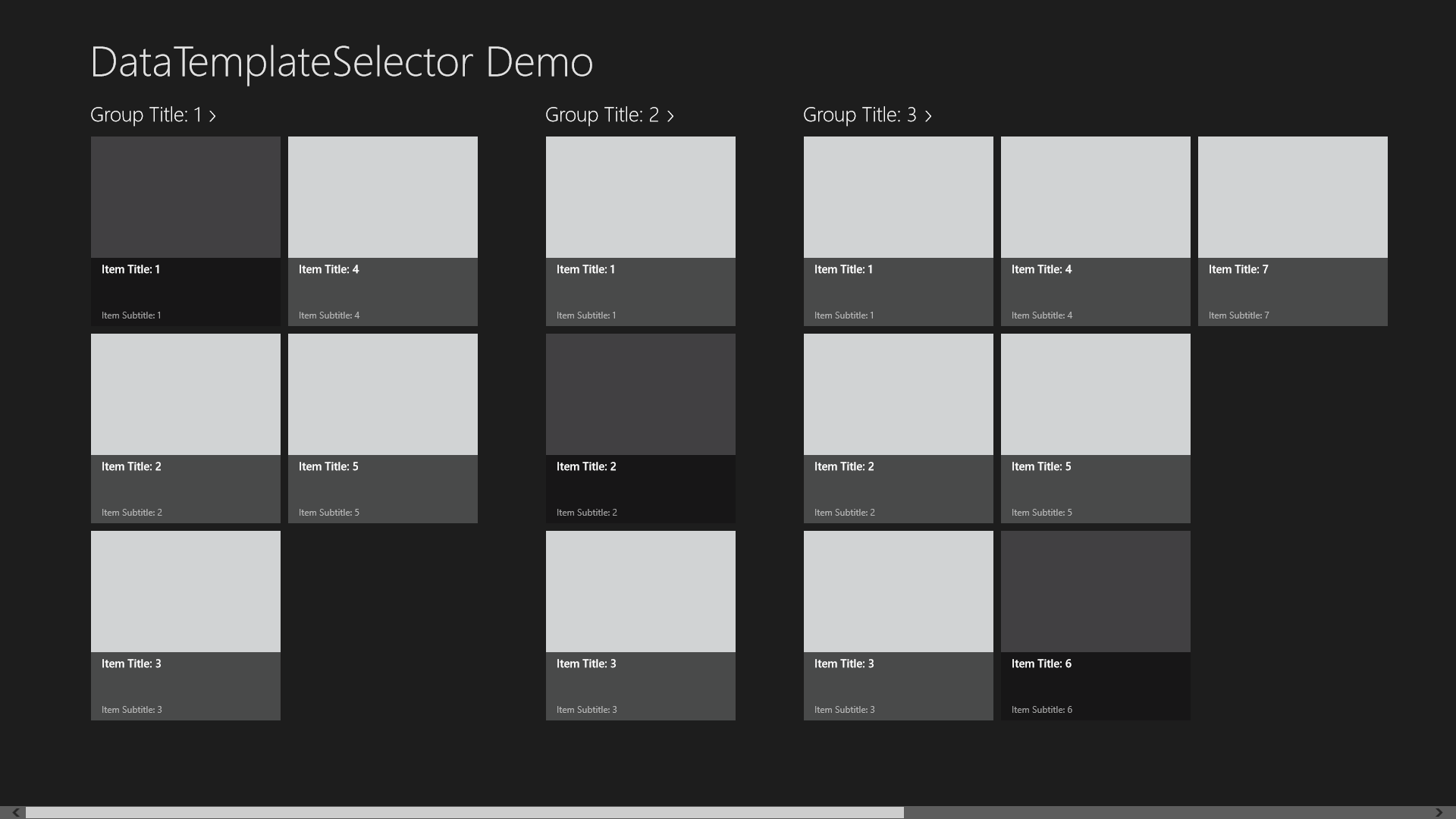 DataTemplateSelector Demo Screen Shot