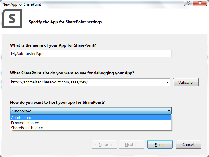 Creating a autohosted app for SharePoint in Visual Studio 2012