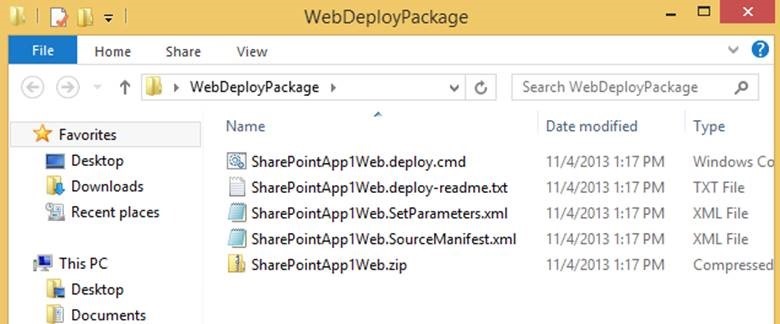 Figure 12. Web deploy package files