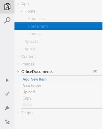 Figure 6. Office Documents folder menu lets you add new documents or upload them from your computer
