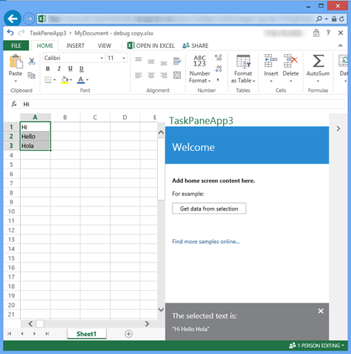Figure 4. The new look for task pane apps using our new templates