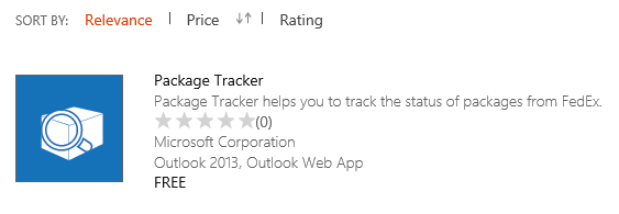 Figure 6. Package Tracker app in the Office Store