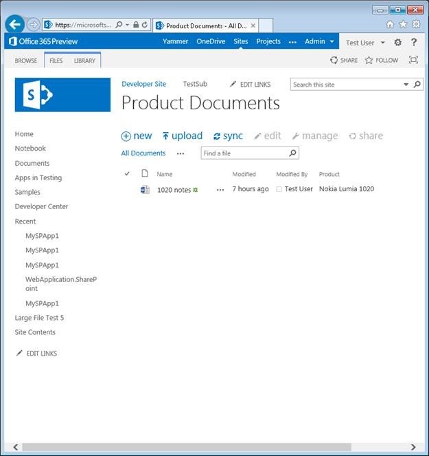 Figure 1. Choose a Document Library List with a field to store the associated product