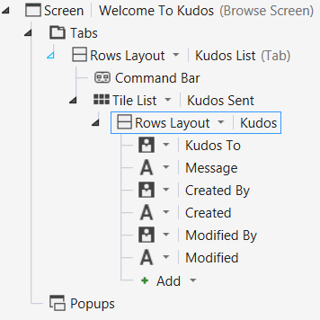 Figure 16. We will display kudos as a tile list