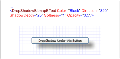 Button with drop shadow bitmap effect applied to it.