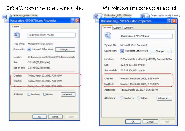 Timestamps in Windows Explorer