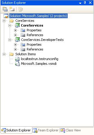 Solution Explorer view of Visual Studio solution