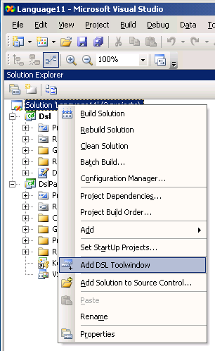 Adding the tool-window to DSL Solution