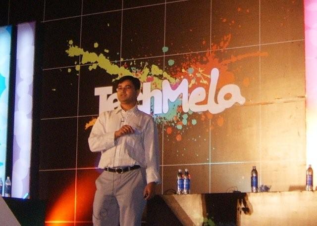 Manav presenting in TechMela