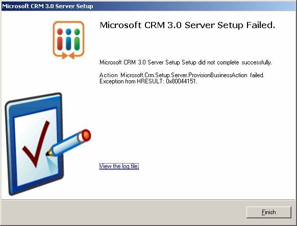 CRM Setup Error Microsoft.Crm.Setup.Server.ProvisionBusinessAction