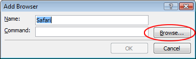 Add Browser dialog box