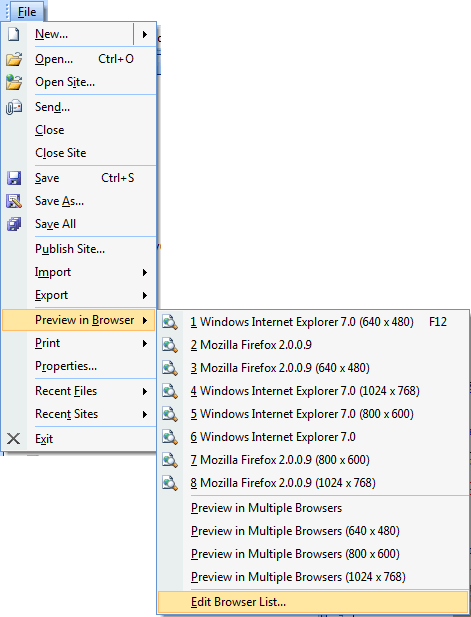 Edit Browser List command