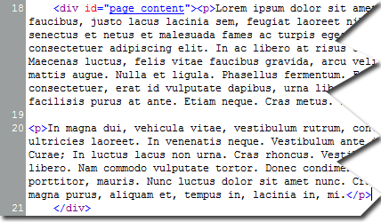 Lorem ipsum filler text in Code View