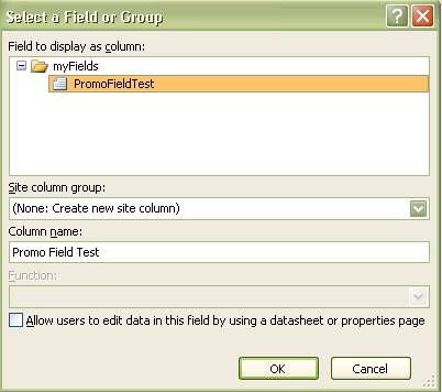 InfoPath Select a Field Dialog