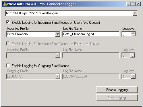 CRM 4.0 E-Mail Connector Logger GUI
