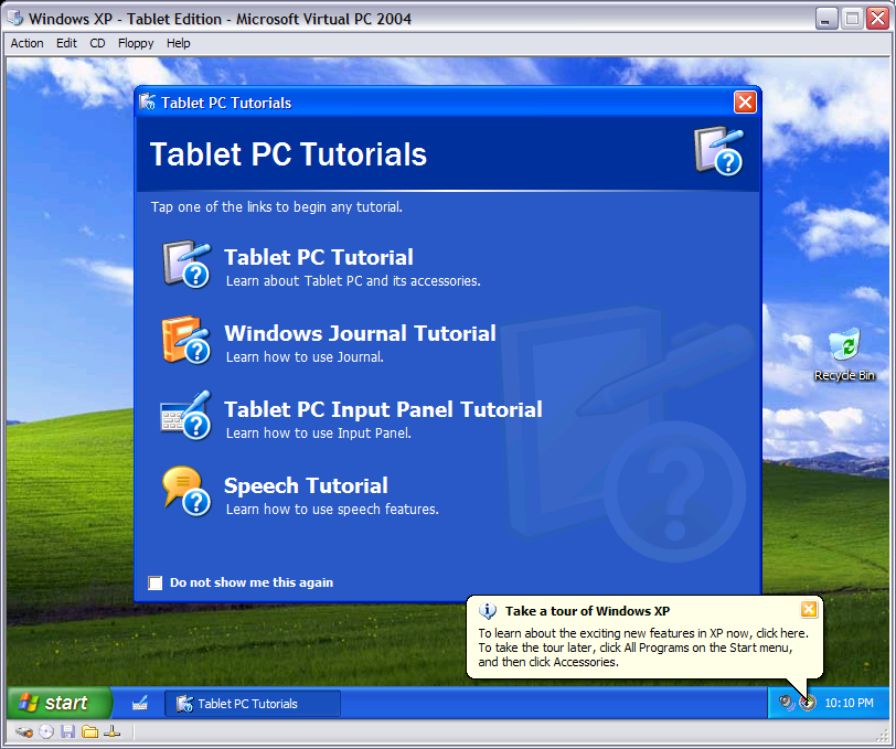 Windows XP Tablet Edition under Virtual PC