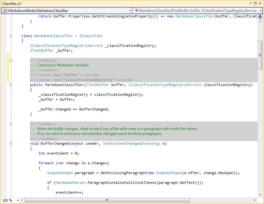 Background colors for XML doc comments, with the extension running