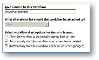 Workflow startup options