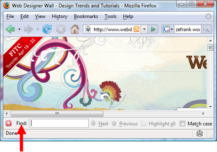 Find bar in Firefox browser window