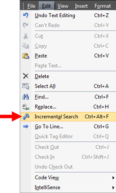 Incremental Search command on Edit menu