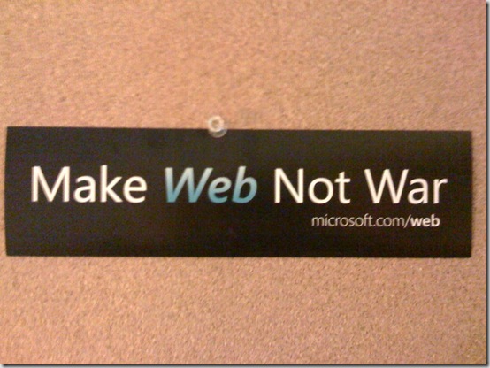 Make Web Not War microsoft.com/web bumper sticker