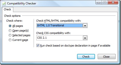 Compatibility Checker dialog box