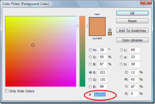 Color Picker (Foreground Color) dialog box