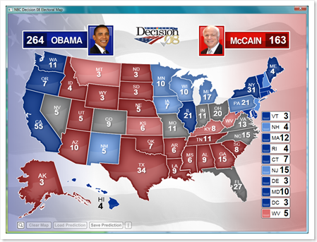 MSNBC Election 2008 Electoral Map