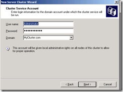 Cluster Service Account