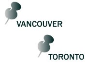 Vancouver and Toronto pins