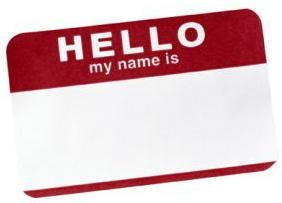 "Hello my name is" sticker