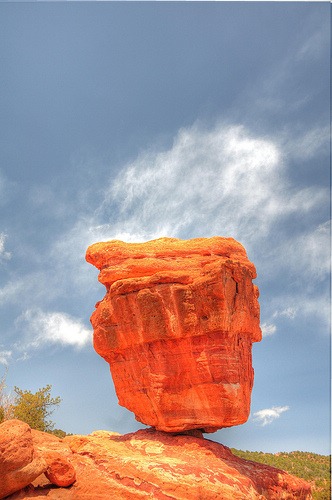 A balancing rock in the desert