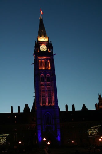 Photo of the Peace Tower at Night (taken by the Poissant Family)