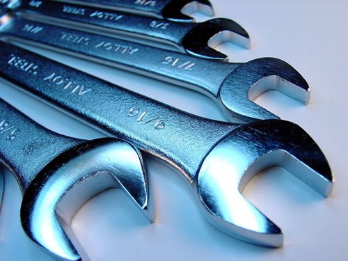 A set of wrenches in various sizes.