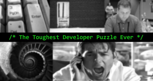 Montage of images from the "Toughest Developer Puzzle Ever" site
