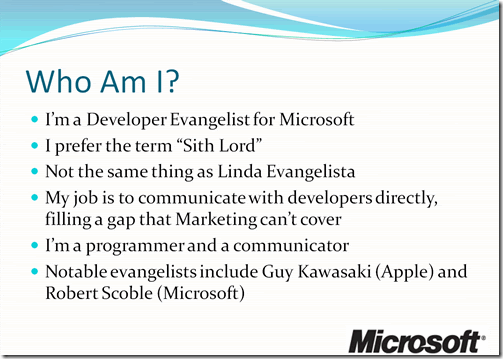"Who Am I?" slide, with bullet points