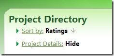 Project Directory sort by Ratings