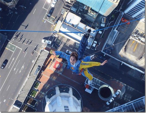 Sara Ford hanging 630 feet / 192 meters in the air