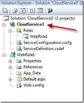 Solution Explorer - Cloud Service