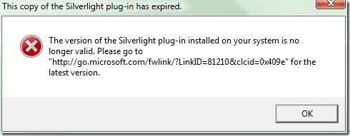 Silverlight plug-in has expired
