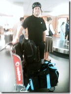 Chris and our 30kg carry ons plus backpacks