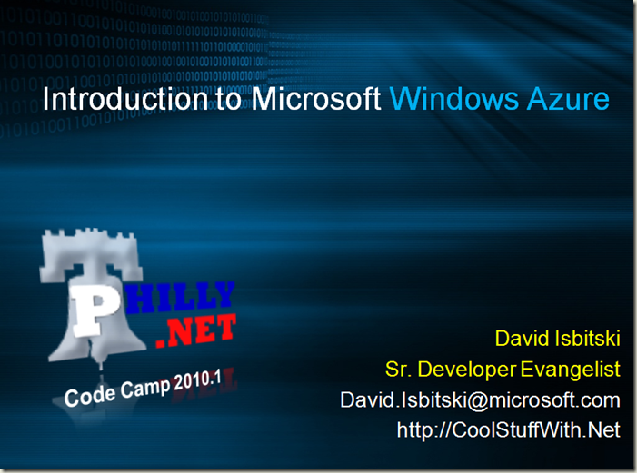 DaveDev - Intro to Windows Azure