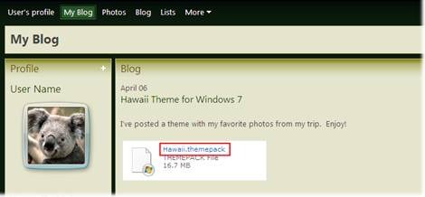 Windows Live: I can also upload my theme to my Windows Live Skydrive and add a link to the theme on my blog.