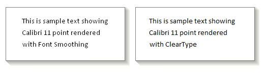 Calibri11 Font smoothing example