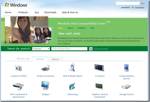 Centro de compatibilidad de Windows Vista