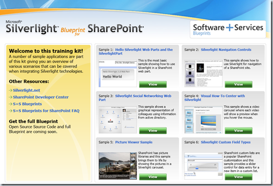 Sitio de Silverlight blueprints para SharePoint