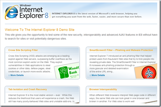  Internet Explorer 8 Demo Site